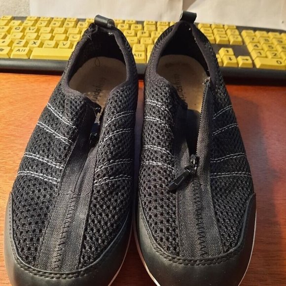 NEW ! Easy Spirit Walking Sneaker Zipper in Front Black Size 8 - Picture 3 of 5